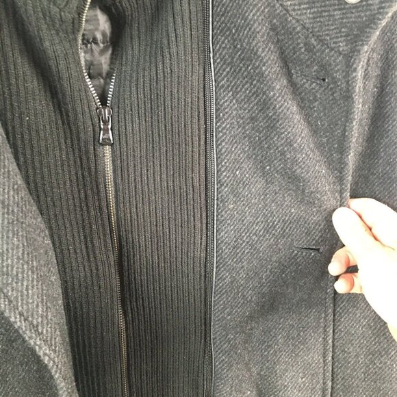 Kenneth Cole Jacket Mens Extra Large Gray Black Wool Blend Military Coat Lined - Picture 13 of 16